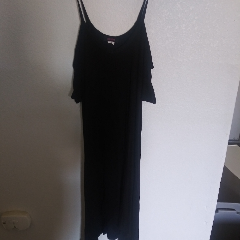 Black open shoulder dress